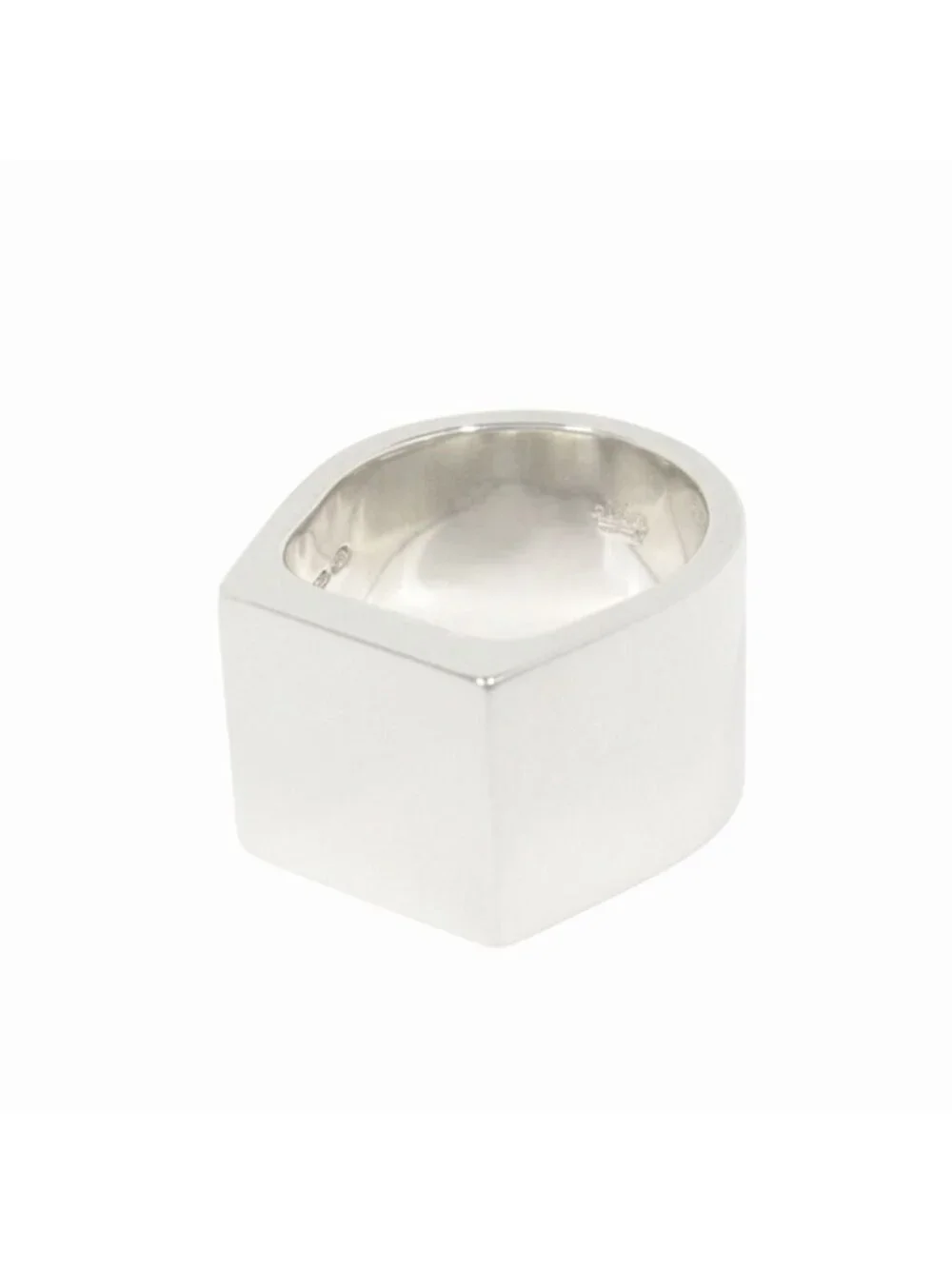 Gucci Polished Square Signet Wide Ring Seal Stand Silver - Picture 5 of 5